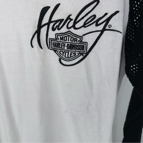 Harley Davidson Women’s Black White Long Sleeve Mesh Arms Size M - Picture 2 of 7